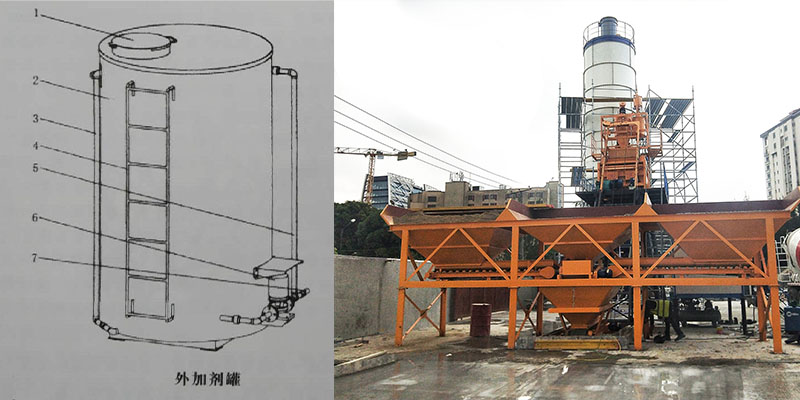 This is structure of an additive tank of a concrete mixing plant