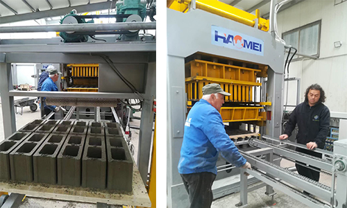 Haomei concrete brick machine in production