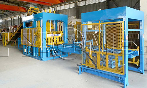 a set of automatic cement block making machine in the workshop