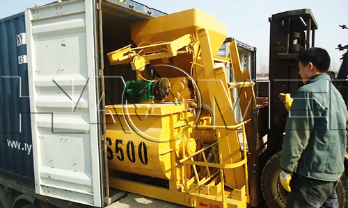 truck loading of twin shaft concrete mixer js500