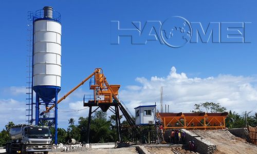 An hzs50 stationary concrete batching plant