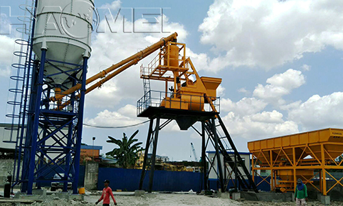 an hzs75 stationary concrete batching plant